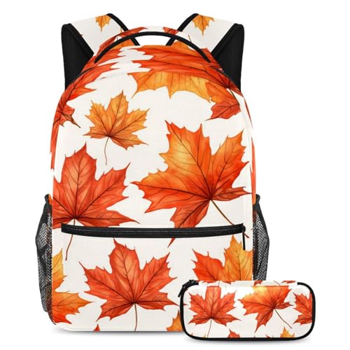 Cartables pour enfants motif érable avec trousse pour étudiants