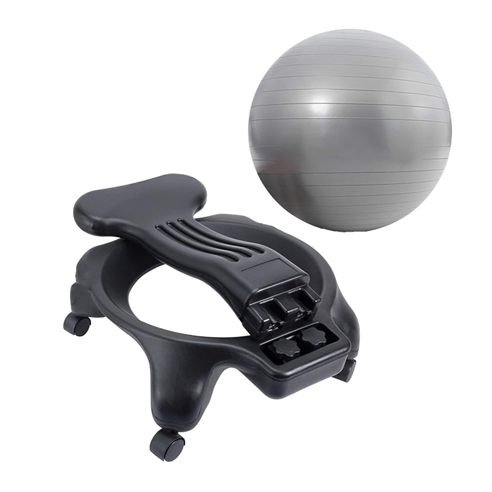 SRNSAEB Exercise Ball for Sitting at Desk, Home Balance Ball Chair Base for Yoga/Pilates/Birthing - Relieve Back Pain, Fitness Ball Seat with Air Pump/Screws(Gray)