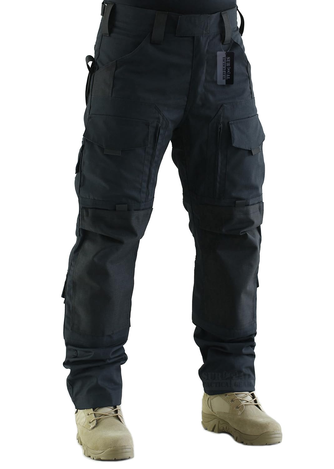 ZAPT Tactical Pants Molle Ripstop Combat Trousers Hunting Army Camo Pants for Men (Solid Black, M)
