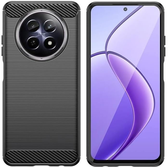 Image of NPRC Hybrid Ultra Slim Protective Case TPU Non-Slip Carbon Fiber Texture Shockproof Case Cover for Realme 12 - Black