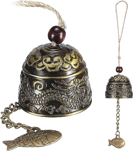 Campana cinese con drago Feng Shui per benedizione, buona fortuna, da appendere con campane in lega antica per giardino, patio, balcone, decorazione per interni (dragon