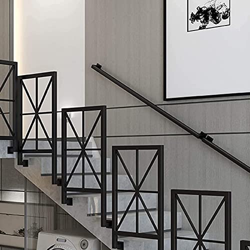 Rampe extérieure fer et escalier intérieur : rambarde antidérapante noire 270cm