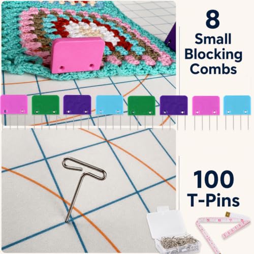 Image of Svartur Blocking Mats for Knitting, 4-Pack with Grid and Circle Markings