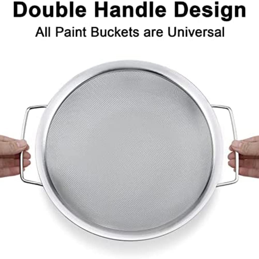 Lot de 3 tamis de peinture 60 , couvercle de filtre en acier inoxydable, compatible avec les seaux de peinture de 5 gallons