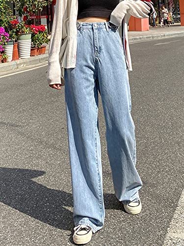 Xineicy Women's Baggy Boyfriend Jeans High Waist Distressed Denim Pants Wide Leg Straight Trousers Streetwear Pants2