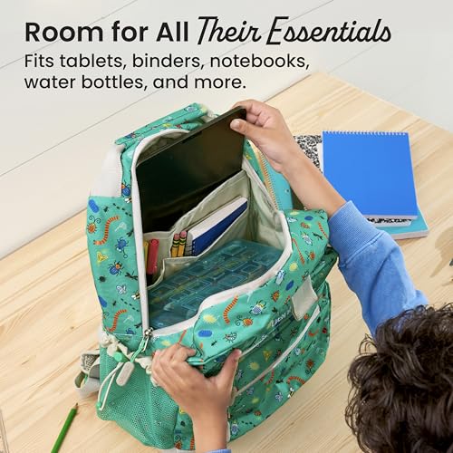 Image of Bentgo Kids Backpack - Lightweight 14 inch Backpack in Fun Prints for School, Travel, & Daycare, Ideal for Ages 4+, Roomy Interior, Durable & Water-Resistant Fabric, & Loop for Lunch Bag (Bug Buddies)