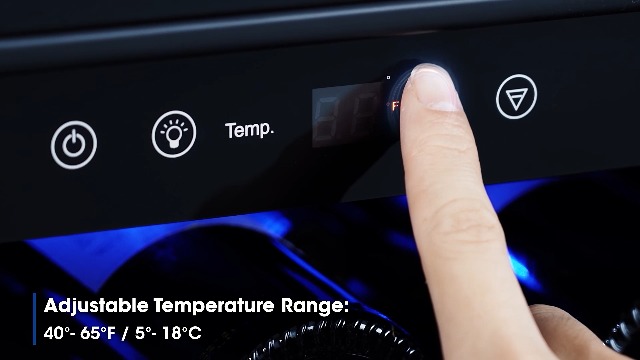 Image of Yeego Wine Fridge Cooler - 15 Inch Wine Fridge Hold 33 Bottles, 40-65F Wine Refrigerator Glass Door, Built in, Freestanding Under Counter Fridge for Beer Soda Drink Home Bar Office