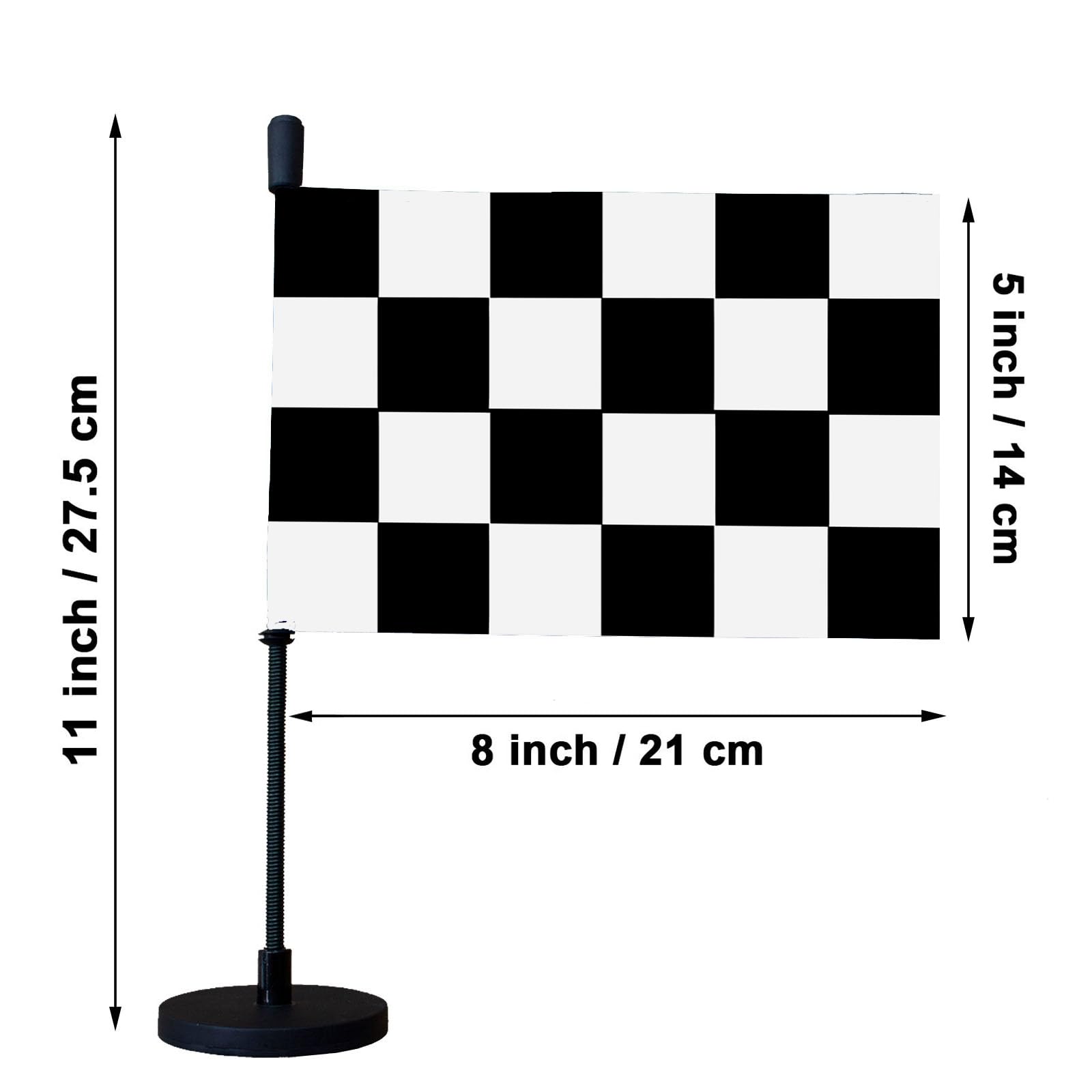Drapeau national de capot de voiture avec base magnétique et mât flexible pour camion, bateau, véhicule (carreaux)