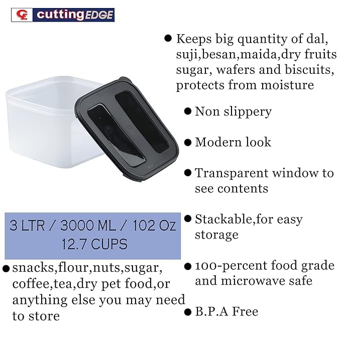 Image of Cutting EDGE 2X Series 3L Airtight Modular Container, Set of 2 (Dark Blue) | Plastic Material, 2 Piece Set, Capacity 3L, Kitchen, Kitchen Storage