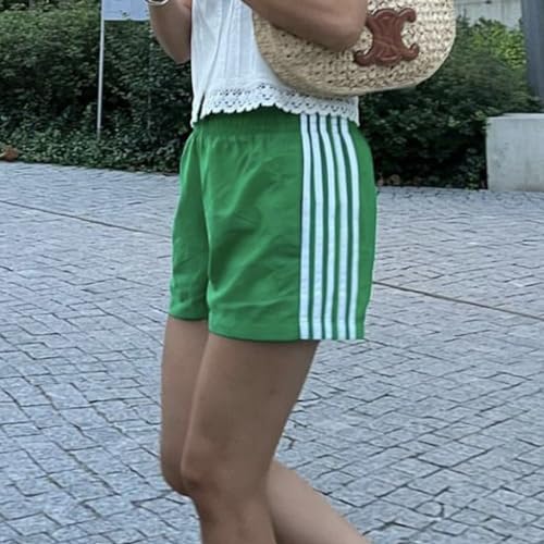 NUFIWI Women Striped Athletic Shorts Elastic Waist Wide Leg Track Shorts Casual Loose Workout Running Sweat Shorts3