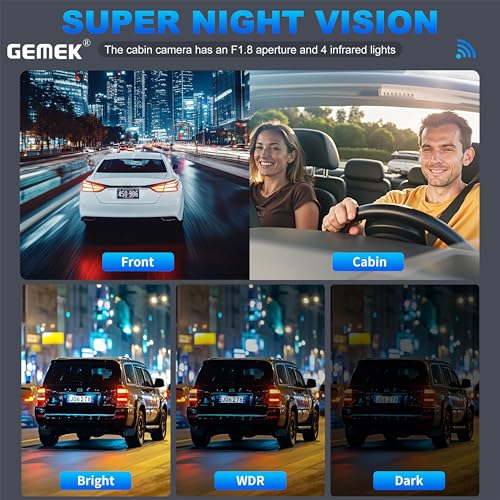 360 Degree View 4 Channel Dash Cam 5G WiFi & App Control, GEMEK 2K Front and Rear Inside, Left and Right Dash Camera for Cars, Free 64GB TF Card, G-Sensor, Night Vision, 24 Hour Parking - image 4