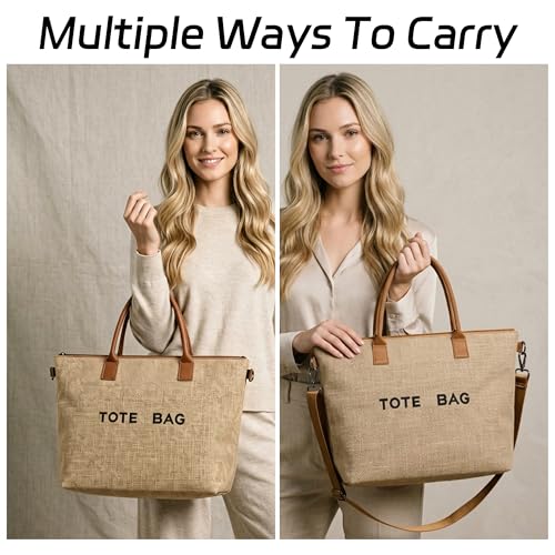 Image of GISMTR Large PVC Tote Bag for Women Letters Print Handbags Kraft Paper Shoulder Bag for Work Travel