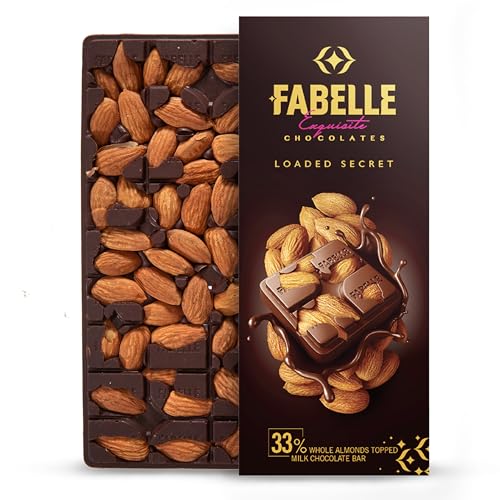 Image of Fabelle Loaded Secret, 33% Whole Visible Almonds in Luxury Dark Chocolate Bar, 115g
