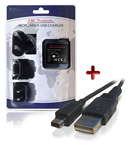 ABC Products® Ersatz Olympus Akku Ladegerät / Netzteil F-2AC / F-3AC + CB-USB5 / CB-USB6 / CB-USB8 USB-Kabel für Olympus FE + SP Series / Mju / Mju