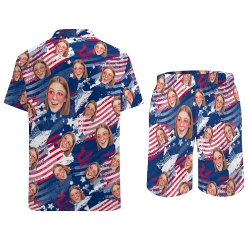 Personalized Men's Hawaiian Shirts and Shorts Set Custom 2-Piece Suits Button Down Shirt Outfit with Bucket Hats4