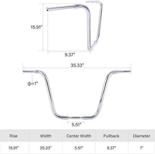 Miniatura 4 de TCT-MOTORPARTS Barra de colgadores APE de 16 pulgadas de altura de 1-14 pulgadas de grosor para Harley Softail Standard