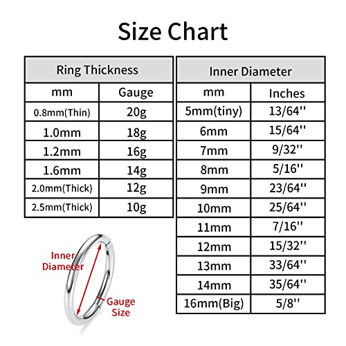 AROWRO Helix Rook Lobe Earrings 16G 8mm 10mm 316L Surgical Steel 3Pcs Double Triple Open Stack Sleeper Earring Daith Cartilage Tragus Piercing Jewelry Septum Clicker4