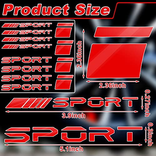 12 Pcs Wheel Rim Decal Stripes Set Sport Emblem Reflective Stickers, Auto Racing Sport Logo Decals Waterproof Wheel Stripe Car Rim Stripes For 18-21 Inch Wheels Tire Rim Safety Decoration(Red) #TOP2