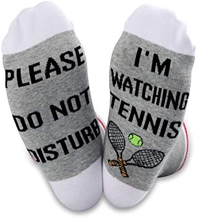 TSOTMO 2 Pairs Please Do Not Disture I'M Watchng Tennis Novelty Socks Gift For Tennis Lover Sports Sock (Watching Tennis)