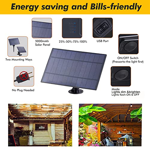 GLSbuld Outdoor Solar String Lights, Patio String Lights with Bright 2W Shatterproof LED Bulbs for Patio, Backyard, Party, Porch, Bistro, Cafe Bar, Garden (Solar, 27 FT) - Image 7