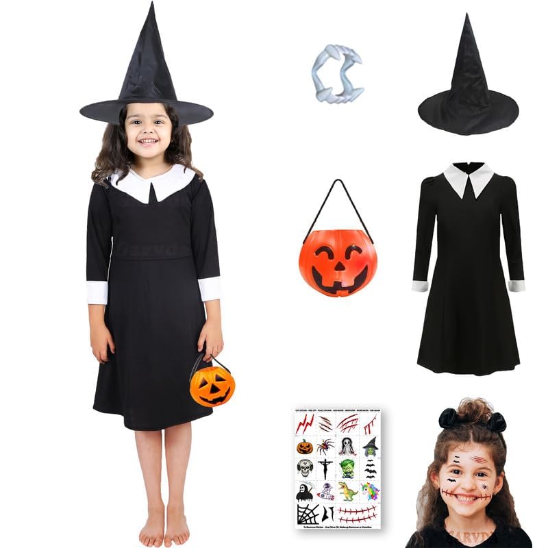 Image of Sarvda Halloween Dress | Costume and Accessories | For Girls and Boys | Kids & Adults | Haunted Horror Theme Party Vampire Witch Ghost Skeleton Draculla Zombie Pumpkin Scary Cosplay Dress