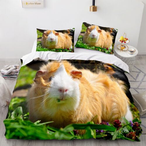 Parure de lit 240 x 260 avec housse de couette hamster vert et 2 taies d'oreiller