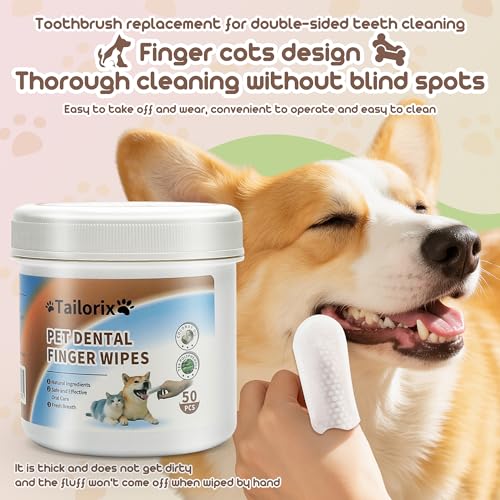 Image of ThinkPet TAILORIX Pet Cleaning Finger Wipes for Dogs & Cats - Hypoallergenic Wipes for Mouth, Ears, Eyes & Paws, Gentle Multi-Area Care for All Ages, Fresh & Easy Grooming at Home or Travel, 50pcs
