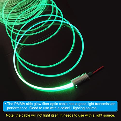 Image of PATIKIL 4mm 1m PMMA Side Glow Fiber Optic Cable Kit, with LED Aluminum Illuminator 12V 1.5W Guide Light Source Decoration for Home DIY Lighting, Green