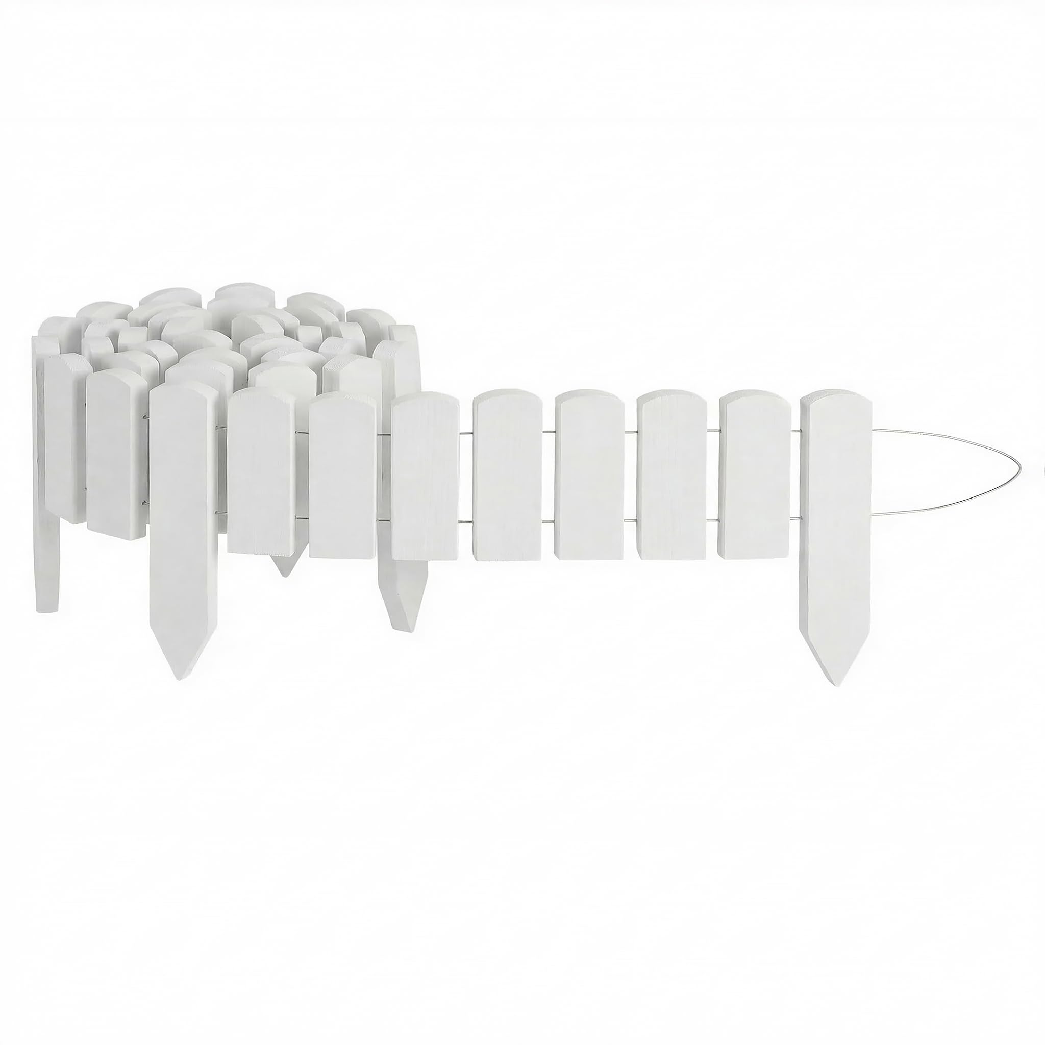 Creative Home Log Wooden Fixed Border Fence, 10cm High, White โ image 1