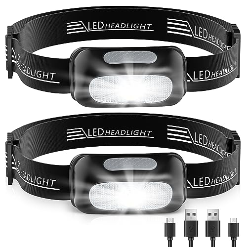 CIRYCASE Linterna Frontal LED Recargable, Linterna Cabeza Ultraligera con Luz Blanca Roja, IPX4 Impermeable & 5 Modos Luz Frontal Cabeza Ajustable 200 Lúmenes para Exteriores, Camping, Ciclismo, Niños