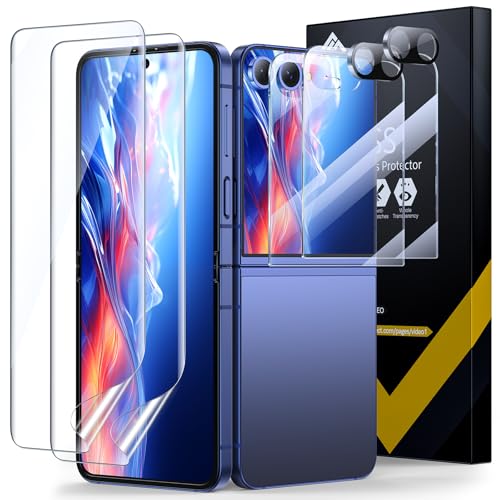 2+2+2EGV for Samsung Galaxy Z Flip 7 Screen Protector [Strengthen Crease Test] Self-Healing Soft TPU Screen Protector for Galaxy Z Flip 7+ Front Tempered Glass + Camera lens Protector Anti Scratch