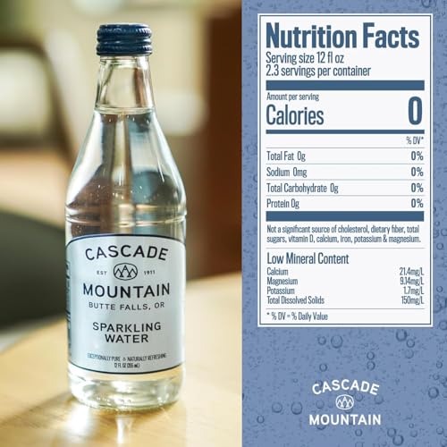 image for Cascade Mountain Sparkling Mineral Water in Glass Bottle | 12oz (12 Pa