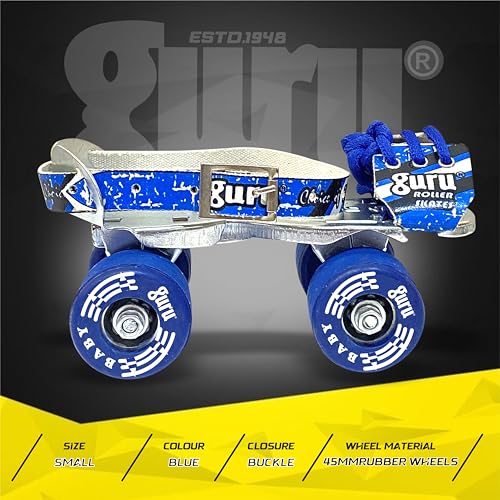 Image of GURU Baby Roller Skates for Kids, Adjustable Quad Skates in Blue