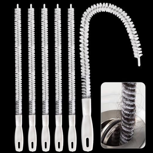 AIMEKE 6 Stück Reinigungsbürsten für Abwasserkanäle 45 cm Abflussbürste Flexible Abflussreinigungsbürste Universell Reinigungsbürste für Küchen Badezimmer Entfernen Haare