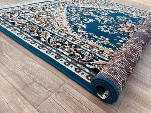 Image of TTC THREAD & TEXTURE CARPET Traditional Comfort: Power-Loomed Carpets for Living Room- Every Space Area Rug Color Blue Size 6x8 Feet (180x235cm)