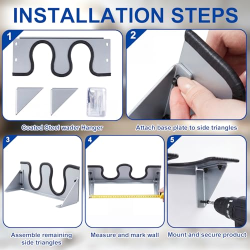 Image of Zonon Wader Hangers Durable Coated Steel Boot Rack Wall Mounted Boot Holder Organizer for Drying Storing Hunting Chest Waders Outdoor Gear Cowboy Shoes Storage Garage Entryway