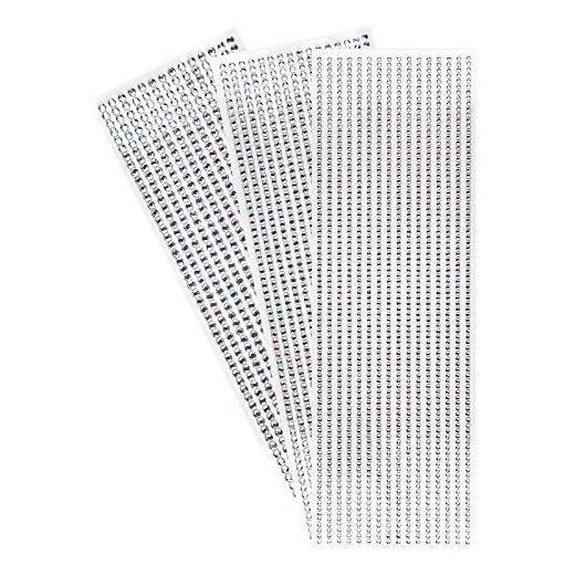 Ideen mit Herz Strass-Bordüren zum Basteln, selbstklebend, runde Schmucksteine, 3 Bogen mit Schmucksteinen à Ø 3mm, Ø 4mm, Ø 5mm | Glitzersteine, Kristalle zum Aufkleben (klar-irisierend)