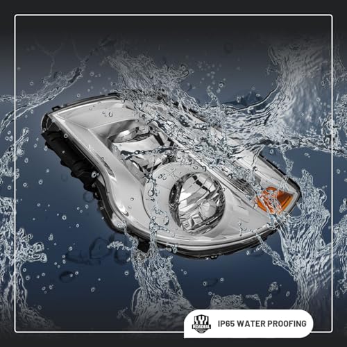 Image of Headlights for 2010-2015 Chevy Equinox LS /LT Model | Halogen Headlamp Replacement with High Low Beam Bulbs, Chrome Housing, Driver & Passenger Side