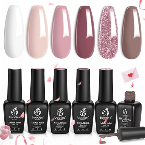 Beetles Romantic Wedding Gel Nail Polish Set 6 Colors Classic French...