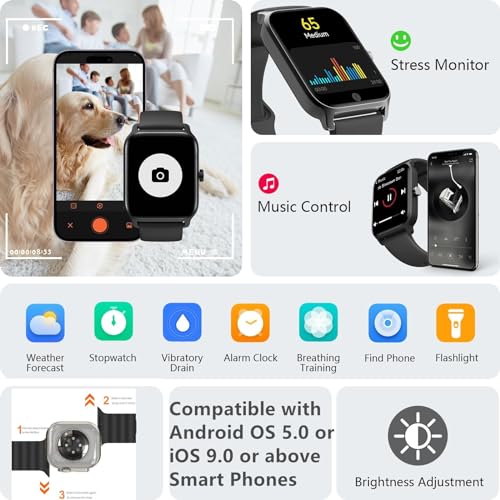 Nanphn N-24512 Smart Watch For Men Women Kids - 1.85 Inch Smartwatch Fitness Tracker With Sport Modes, Monitor Blood Oxygen, Heart Rate, Sleep And Answer/Make Calls With Ease Compatible Ios Android Phones thumb #5