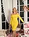 GOKATOSAU Women's Sexy Elegant Ruffle Long Sleeve Off Shoulder Ruched Party Mini Dress Yellow