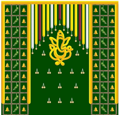 Image of varamahalakshmi Backdrop | Lakshmi Pooja Backdrop Cloth | Ganesha backdrops Decorations Cloth | Pooja Backdrop Cloth (gy Ganesh (5x5 ft)) vinayaka Backdrop Decoration