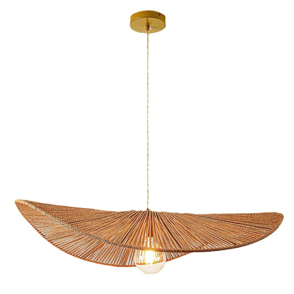 CJSLXGBL Rattan Chandelier Light Fixture, Boho Chandeliers Hand Woven Pendant Light, Chandeliers Dome Lampshade For Dining Room Kitchen Island Bedroom Foyer Hallway