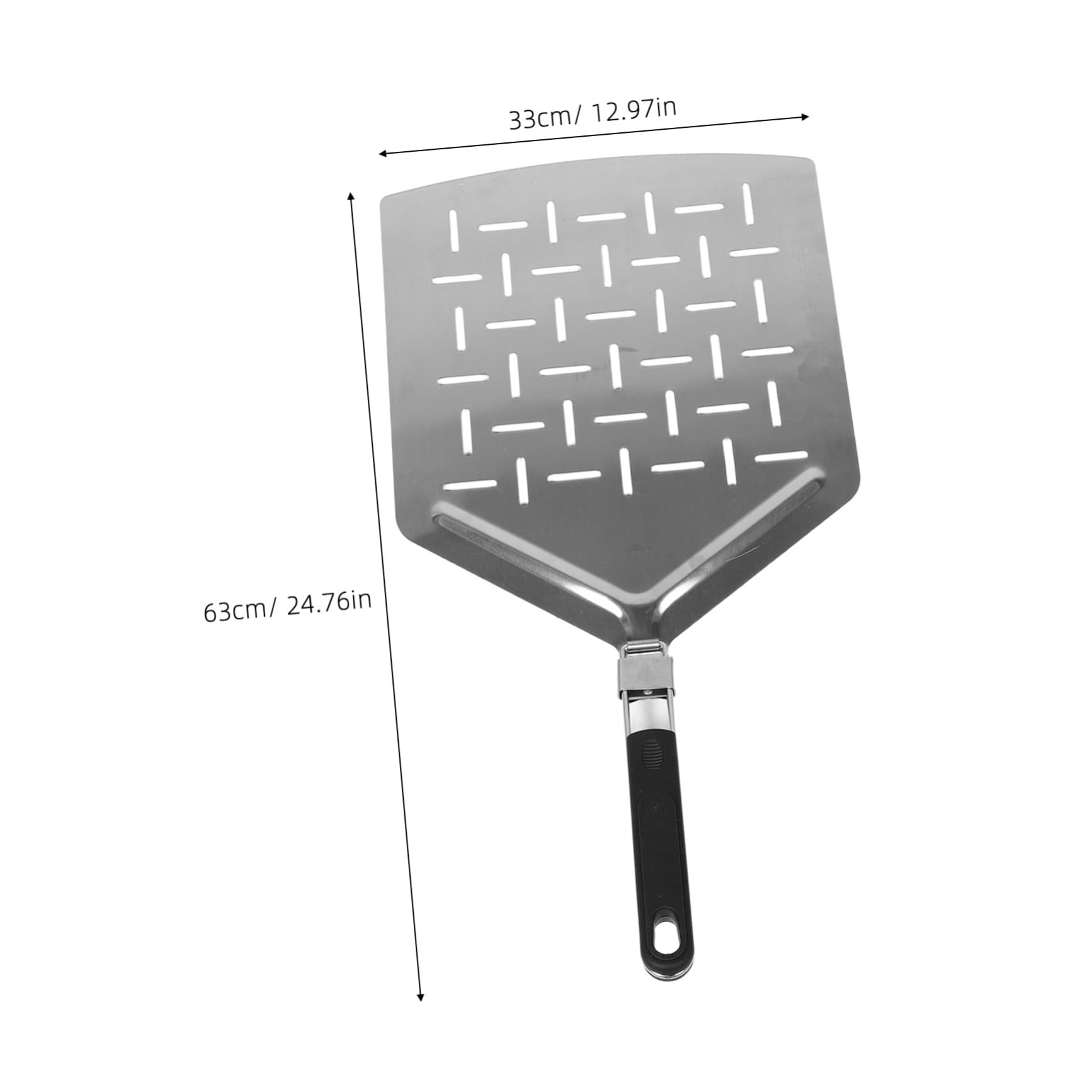 IMIKEYA Perforierter Pizzaschieber 33cm aus Edelstahl Großer Rechteckiger Pizzaschieber mit Klappbarem Ergonomischem Griff für Pizza und Brotbackaufgaben