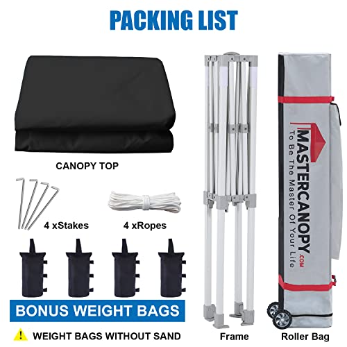 Image of MASTERCANOPY 5x5 Heavy Duty Pop Up Canopy Tent with Roller Bag(Black)