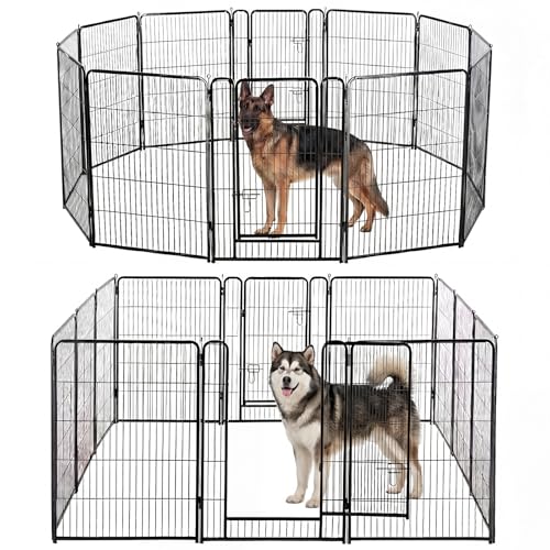 Image of NEWBULIG Dog Playpen for Indoor 40 Inch 12 Panels - Portable Heavy Duty Metal Pet Exercise Pen with Door, Foldable Small Medium Large Dog Puppy Playpen Fence for Outdoor RV, Camping, Yard, Garden