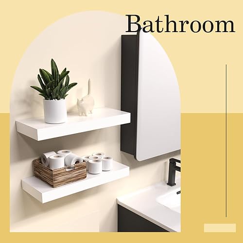 Miniatura 10 de Estantes flotantes para pared, estante de madera natural, decoración rústica del hogar para baño, cocina, dormitorio, soporte invisible montado de