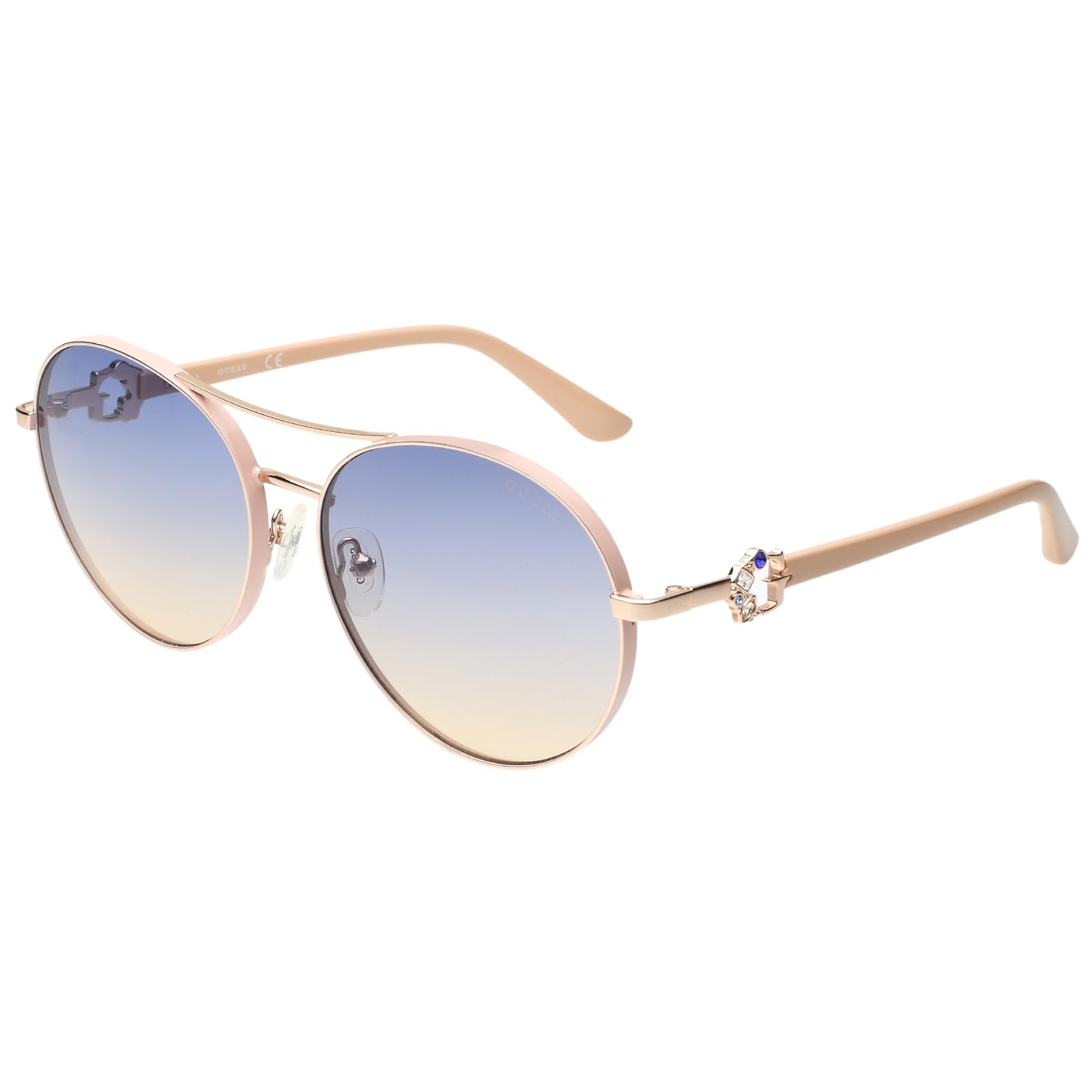 guess |Gold Full Frame Round Sunglasses|100% UV Protected (Uv 400) Blue Gradient Faded Lens|Women's|Large|GU7791 28W 62 S-picture-30