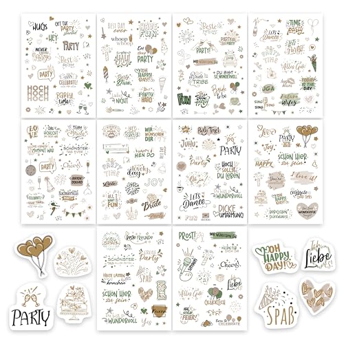 colortouch Sticker JGA (294 Motive) 10 Blatt Aufkleber für Junggesellinnenabschied Gästebuch Party Hochzeitsdekoration Fotoalbum Scrapbooking Erinnerungsbuch Brautgeschenk zur Hochzeit