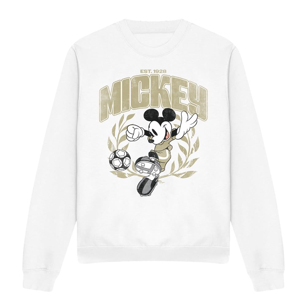 Disney Mickey Mouse Laurel Football Unisex Sweatshirt, White, XX-Large